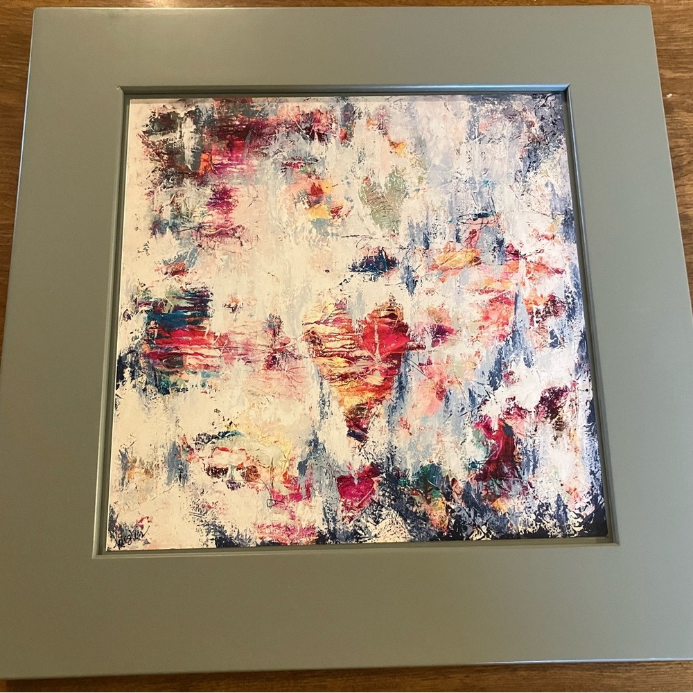 Cabinet door framed painting